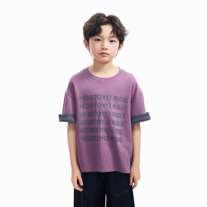 Boys' Letter Print Loose Fit Short Sleeve T-Shirt