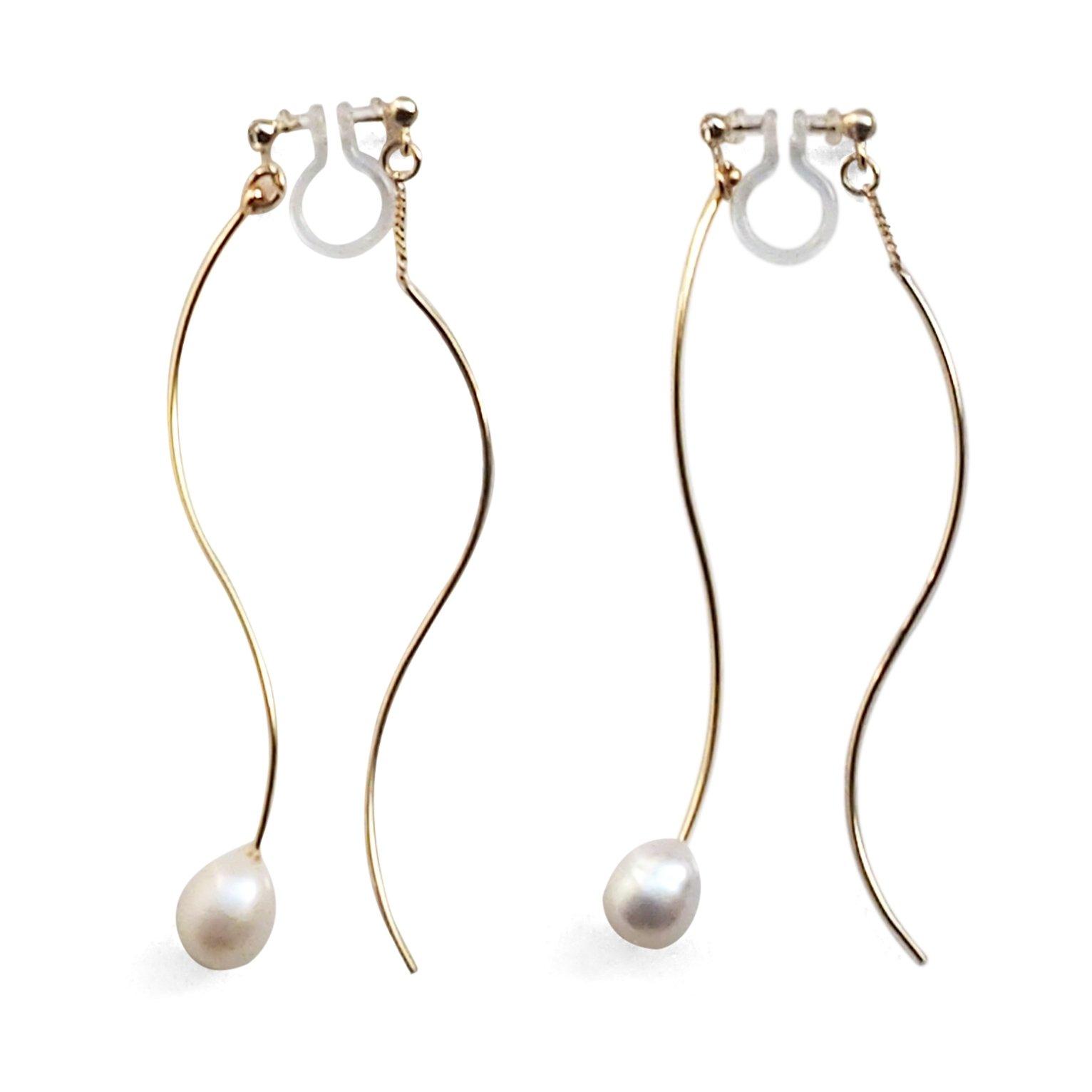 

Earrings for Women Miyabi Grace Freshwater Pearl Earrings White Pearl Earrings Dangling Pierced Back Charm Painless Resin [Miyabi Grace] Non-Pierced білий