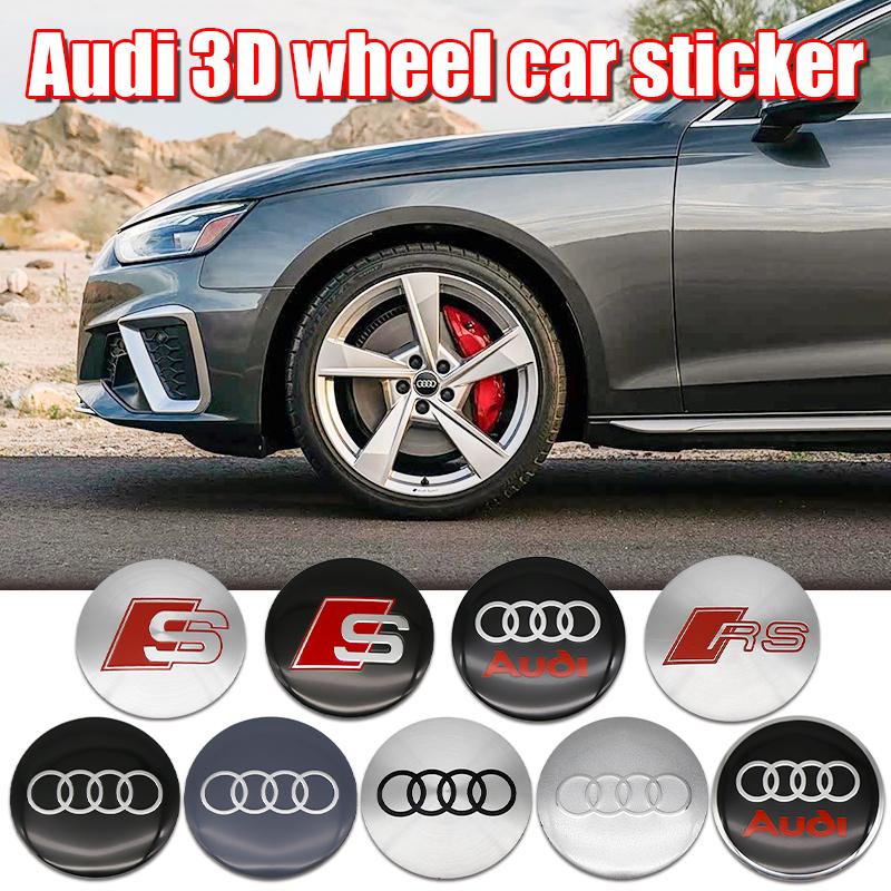 For Audi A5 Tire Decoration For Audi A4 B8 A3 8P A6 C7 8V B6 B7 B9 Q5 A1 A5 4PCS 56mm Car Emblem Wheel Hub Cap Decals Stickers Decoration