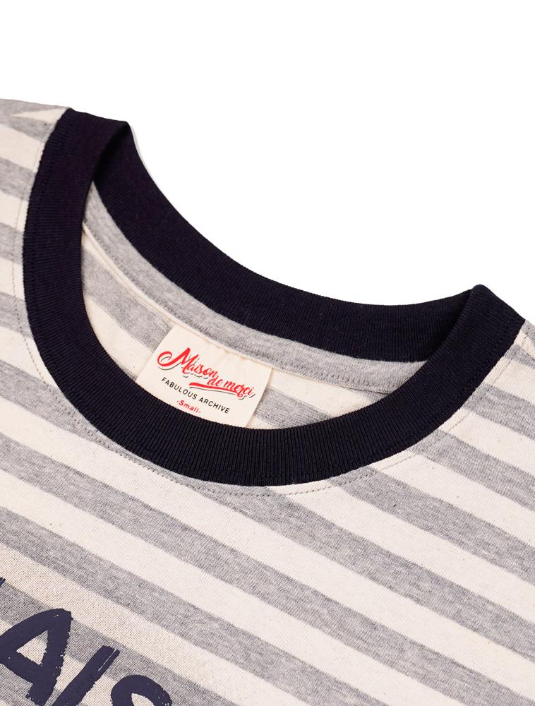 LA MAISON STUDIO Maison Dog Stripe Ringer Short Sleeve Melangray(Fcg2Ts762W)