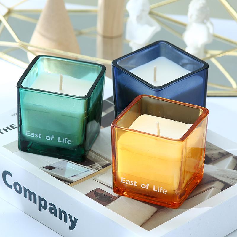 DIY Handmade Soy Wax Square Cup Aromatherapy Candle Romantic Incense Candle Proposal Candle Candle Dinner Birthday Party
