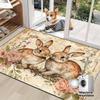 VIKAMA Vintage Rabbit Floral Doormat Front Door Non-Slip Welcome Mat Bedroom & Kitchen Rug Easter Home Decor