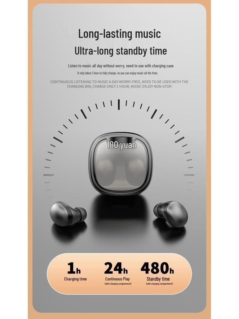 Ultra-Small Invisible Noise-Cancelling Bluetooth Sleep Headset for Mobile Phones