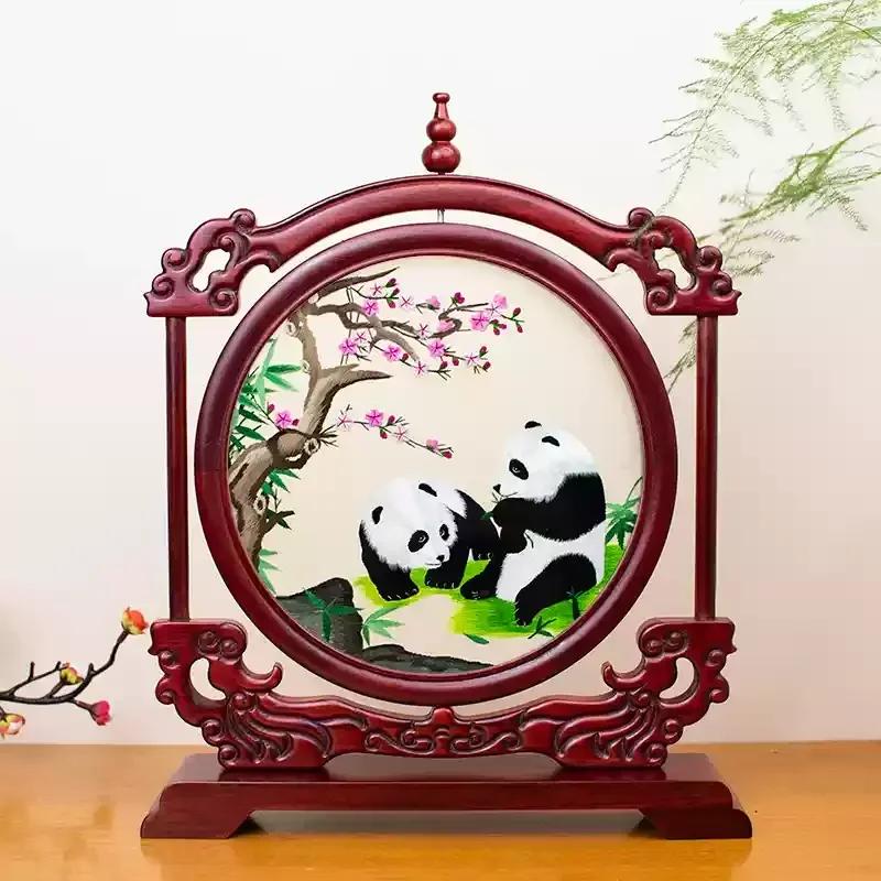 Suzhou Embroidery Living Room Decoration Advanced Sense Of Handicraft Office Decorative Screen Light Luxury Chinese Home Gift