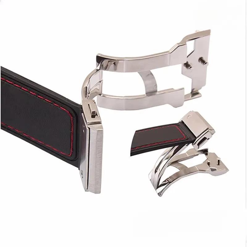 18mm 22mm Solide Edelstahlschließe Mit Werkzeugen Silber Schwarz Passend Für Hublot Big Bang Uhr Herren Silikon Lederarmband Schließe