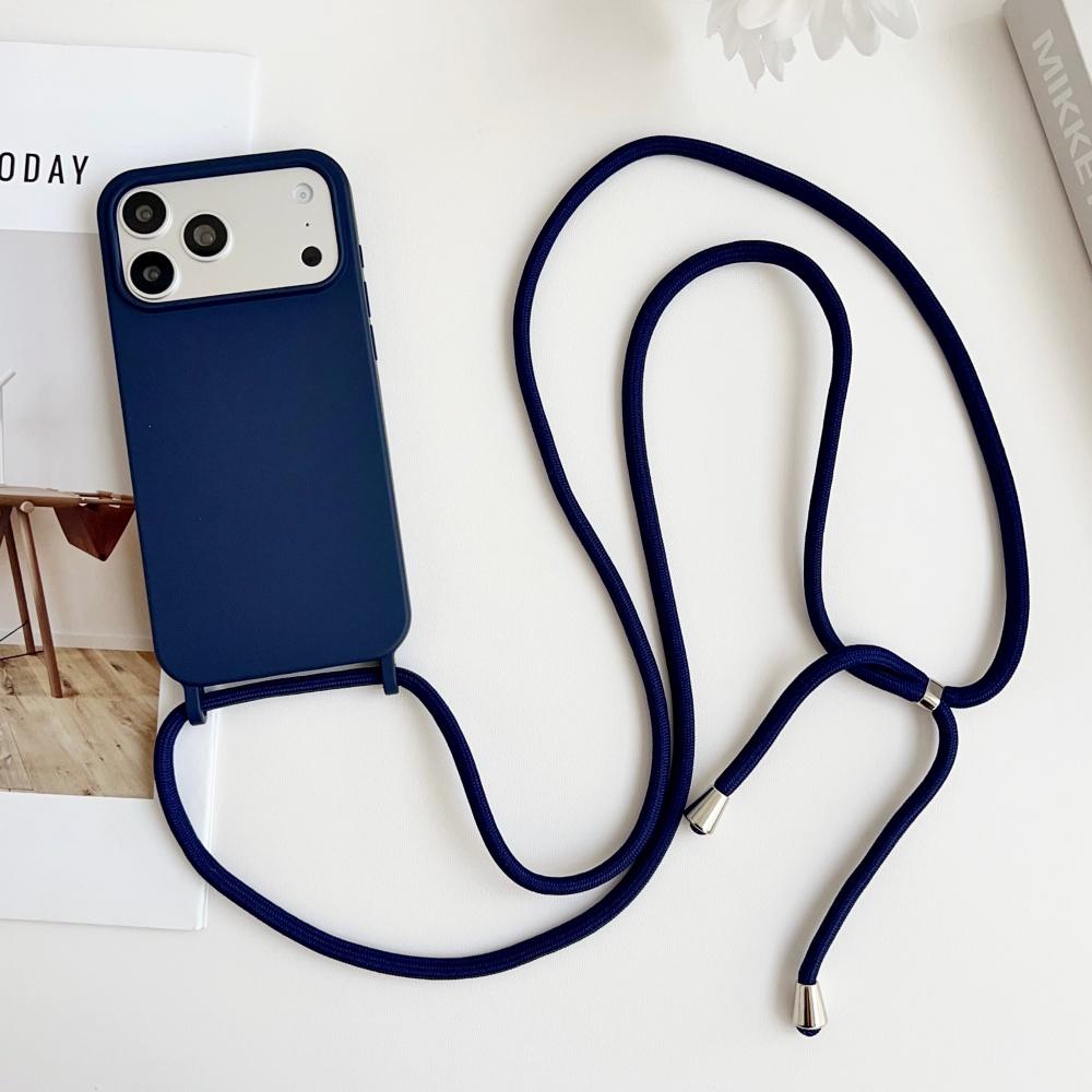 Liquid Silicone Crossbody Necklace Cord Strap Case For iPhone 17 Pro Max 16 15 14 13 12 11 XR XS X Matte Soft Protection Cover