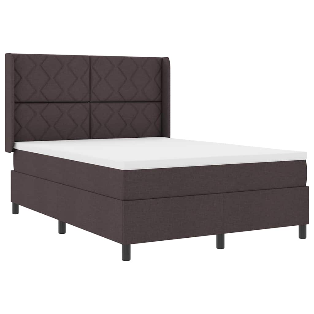 Boxspring Bed with Pillows Dark Brown 200 X 160 Cm Fabric