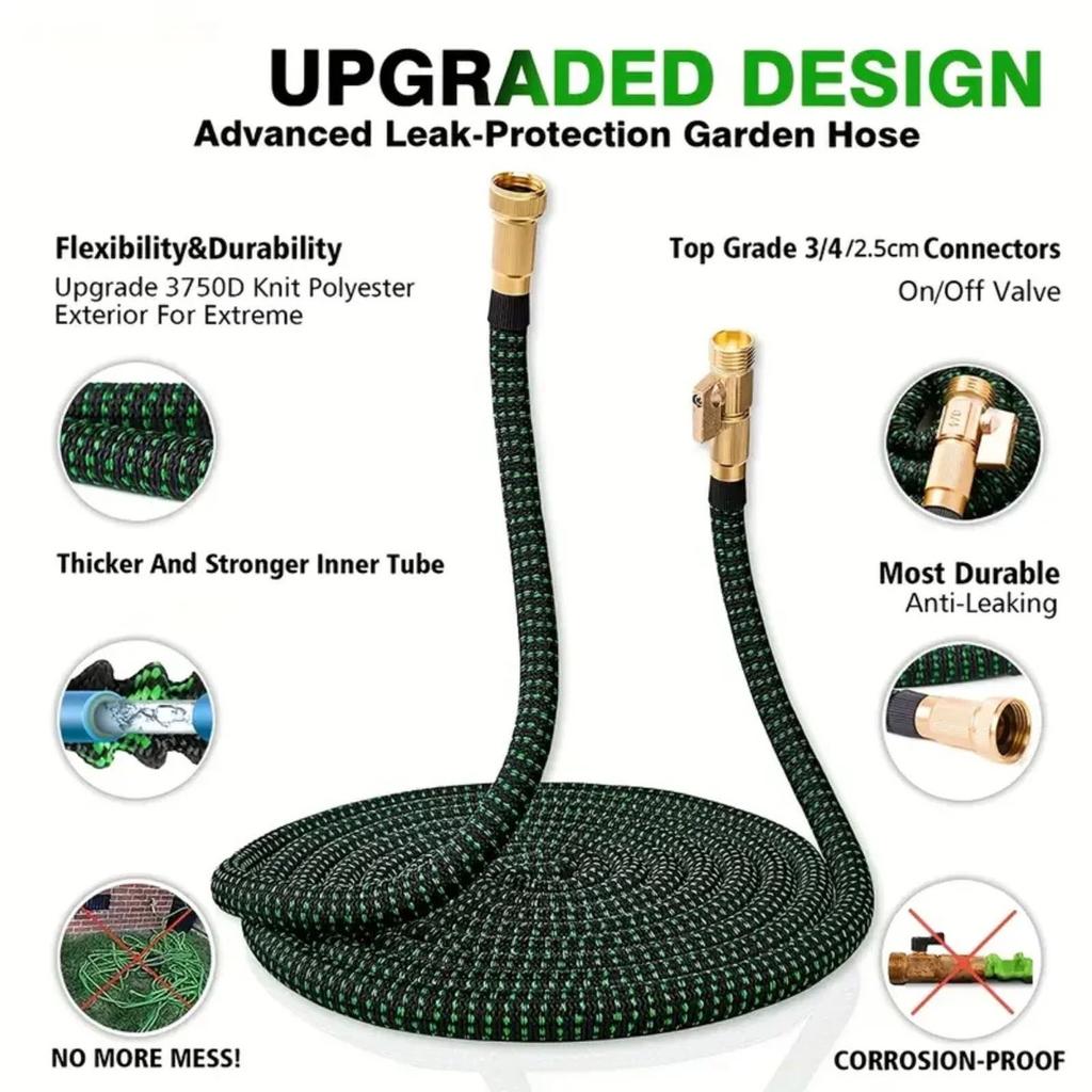 Expandable Garden Hose 25/50/75/100ft No-Kind Flexible Water Hose For Outdoor Use With 8 Nozzles
