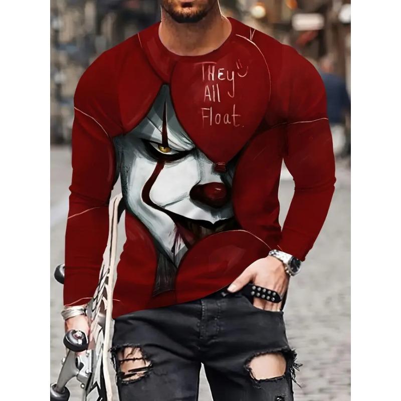 Street Trend Men's Casual Pullover Top Wolf King 3D Printed Men's Loose Long Sleeve T-shirt Simple Casual Men's Long Sleeve