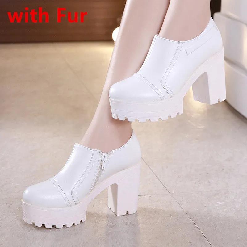 Fashion Pumps Women Single Shoes 10cm High Heels Female Thick with Waterproof Platform Autumn Sexy Super High Heel Black Women's Shoes