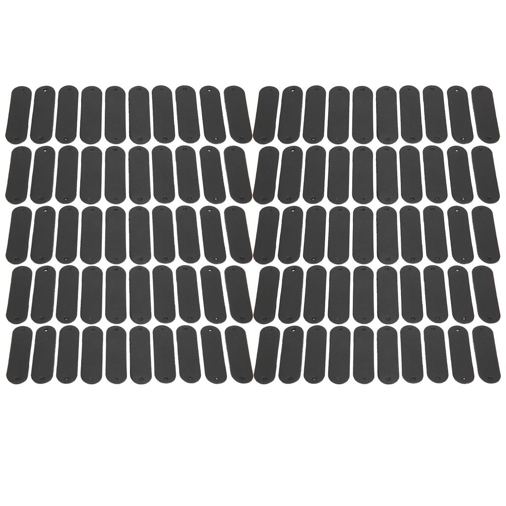 100pcs Crochet Labels 4.5x1.2cm 2 Holes PU Leather Tag Practical Embellishment DIY AccessoriesBlack