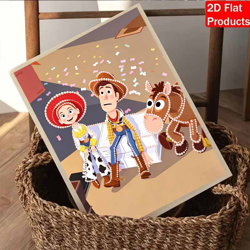 Disney Pearl Painting Toy Story Woody, Trish and Hearts Handmade diy Pearl Gemstone Painting Pictures Crafts Special Shape Home Wall Decoration