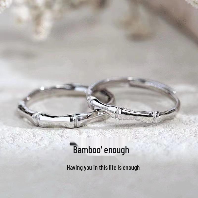 Adjustable Bamboo Joint Copper Couple Ring - Versatile Gift for Women Open Adjustable