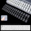 240Pcs/Set DIY Acrylic Fake Nails Double-sided Frosted Pre-Shape Square Long Nail Extensions Tips Home Salon Women Girls Full Cover Press on Nails Kit