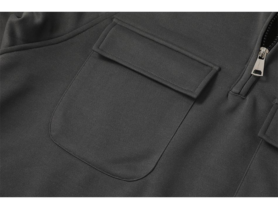 Men's Multi-Pocket Hooded Leather Patch Sweatshirt Jacket for Spring and Autumn - European & American Youth Style