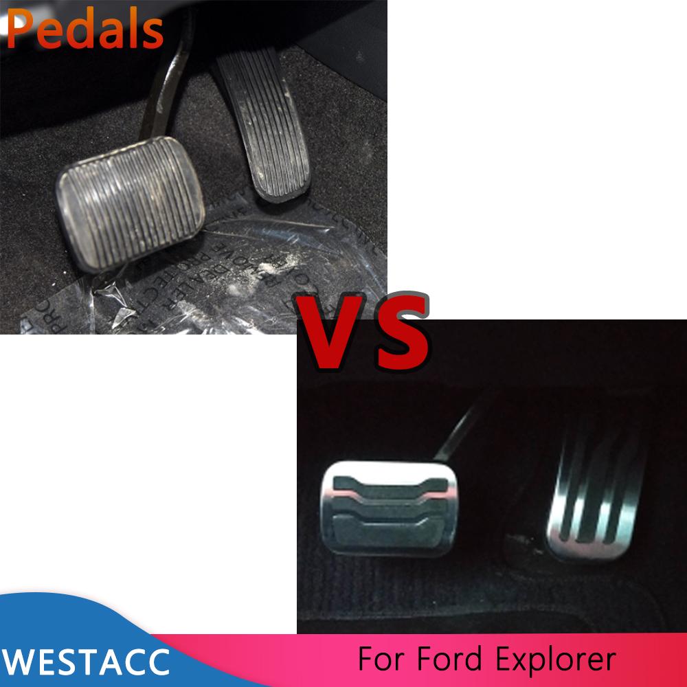 Edelstahl Auto Pedale Gaspedal Bremspedal Schutzabdeckung für Ford Explorer 2011- Teile