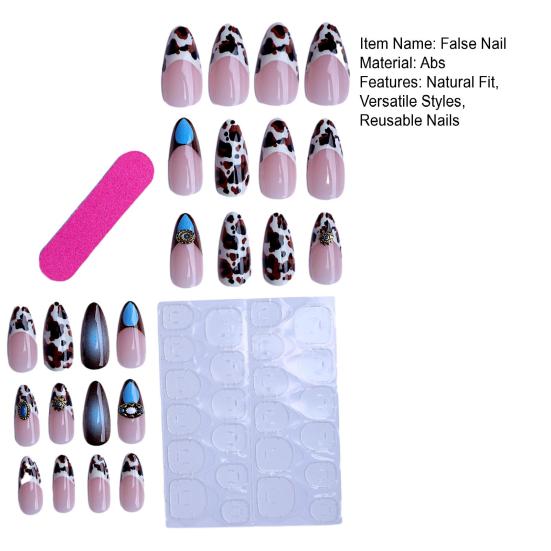 24Pcs/Set False Nails Easy DIY Nail Art Artificial Nail Kit Quick Style Change Fake Nails with Seamless Fit Nail Salon Party Wedding