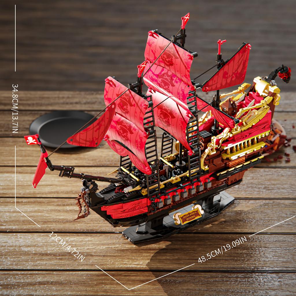 1898 Stück Piraten der Queen Anne's Revenge Kriegsschiff Bausteine Bootssteine Karibik MOC Zusammenbau Spielzeug für Kinder Geburtstagsgeschenke