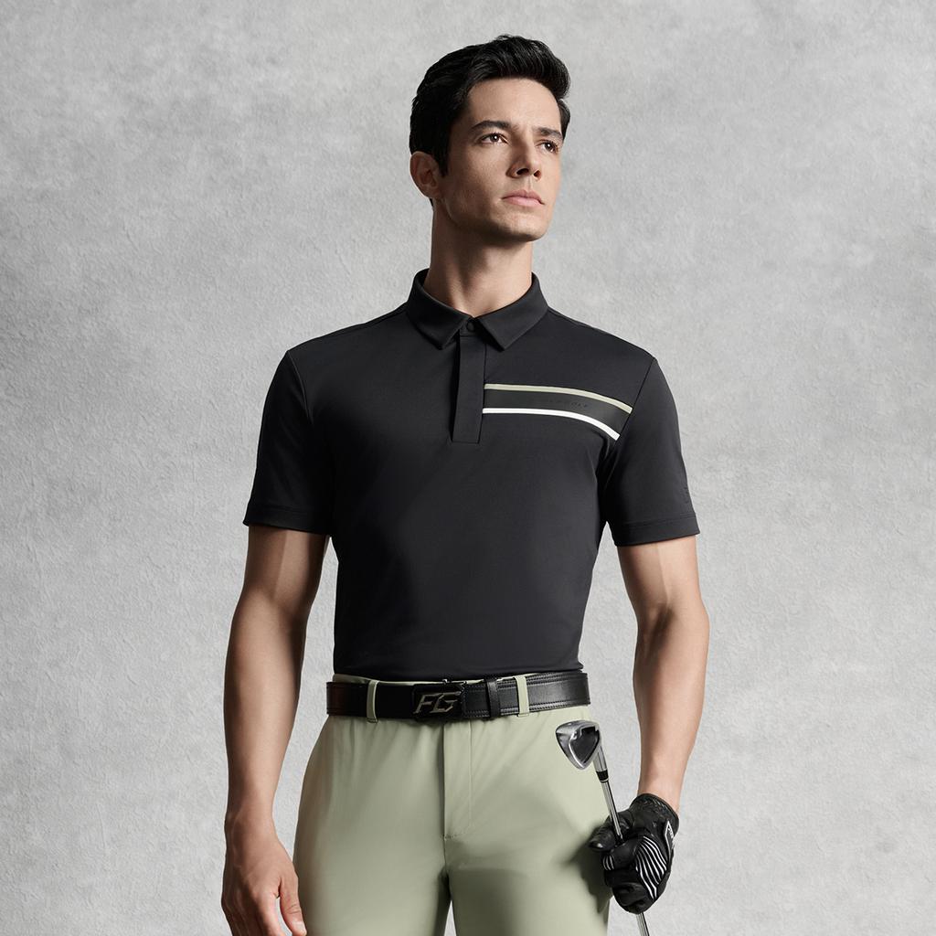 Fila Golf Series Fashionable Simple Versatile Comfortable Casual Sports Knit Short Sleeve Polo Shirt Men Polo Shirts Deep-Black A11M535104FBK