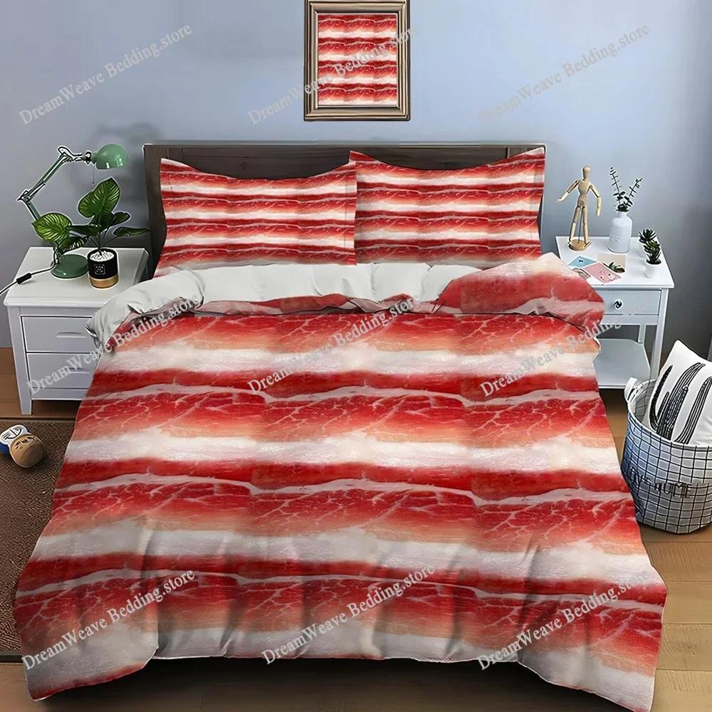 HD Meat Bacon Food Print Bedding Set Duvet Cover Adult and Children Bedding Set Luxury for Luxury Gifts Home Textileextile