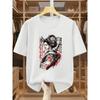 European Size Men's Cotton Japanese Geisha Samurai Print Short-sleeve T-shirt, Oriental Mystical Style Pattern Top, Comfortable Short-sleeved T-shirt