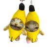 Banana Cat Plush Keychain - Funny Crying Doll Backpack Charm.