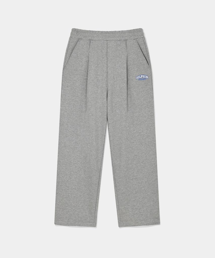 [Set] Dolphin Silicone Print Hoodie & One-Pleat Pants Melange Grey