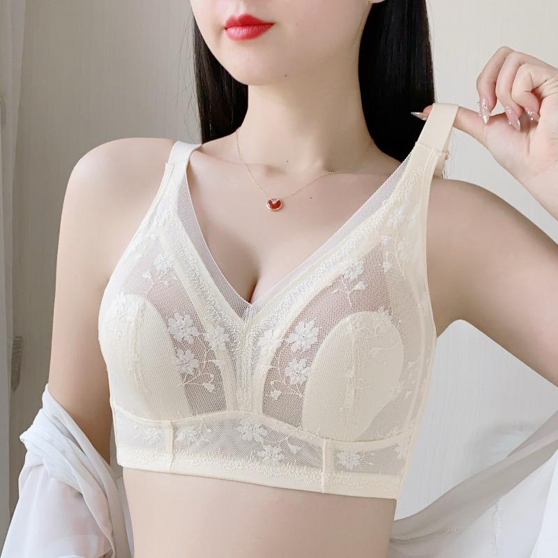 

Кружевной дышащий бюстгальтер для женщин, тонкий и сексуальный бюстгальтер без косточек, женское нижнее белье с ушками кролика, бюстгальтер пуш-ап 40/90E бежевый