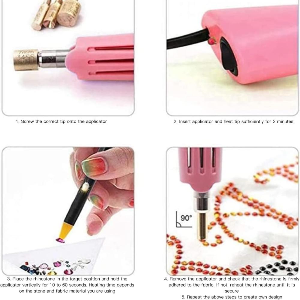 Rhinestones Applicator Kit Hotfix Tool for Crafts Clothes Fabric Clothing with 7 Tips, Hot Fix Rhinestone Machine, Rinestones Setter Heat (US Plug)