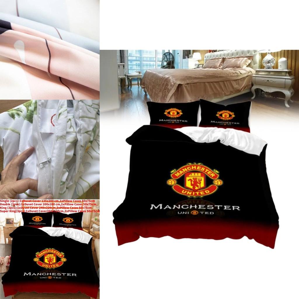 Modern Minimalist Manchester Pattern Digital Printed Bedding Set And Pillowcases For Bedroom Decor
