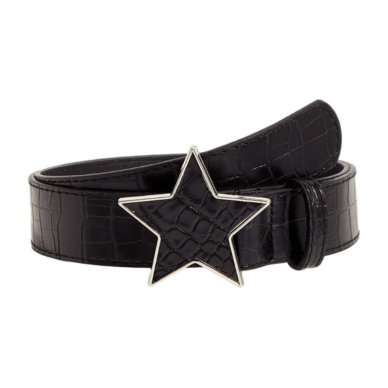 

Молодежный ремень в стиле панк, регулируемый пояс из ПУ кожи, унисекс, модный аксессуар для повседневной уличной одежды чёрный