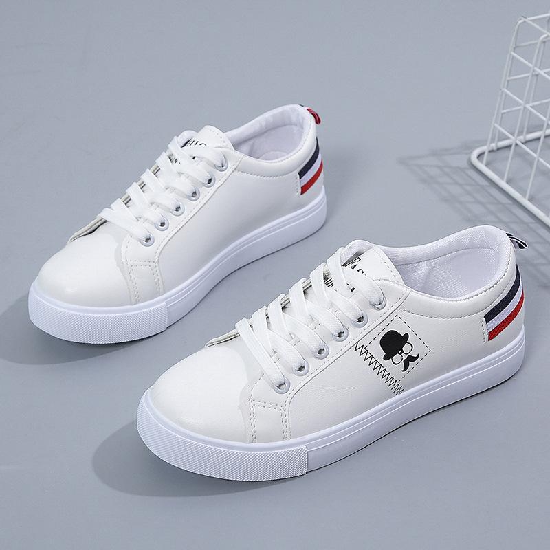 Dámské tenisky Prodyšné Studentské Ležérní Sportovní Obuv pro Dívku Baleríny Dámské Bílá PU Kůže Vulkanizovaná Obuv Klasika Desginer