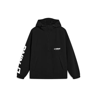 Li Ning Sports Lifestyle Series Letter Hooded Pullover Jacket Unisex Jacket Black AJDT745-2