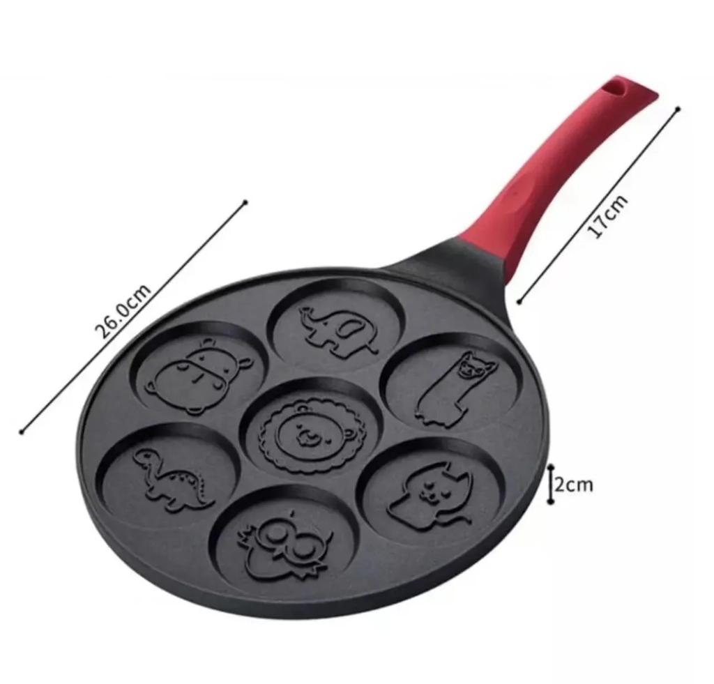7 Cup Pancake Pan Nonstick Breakfast Griddle Dinosaur Animals Waffle Maker Pancake Mold Pan for Kids Egg Omelet Crepe Frying Pan