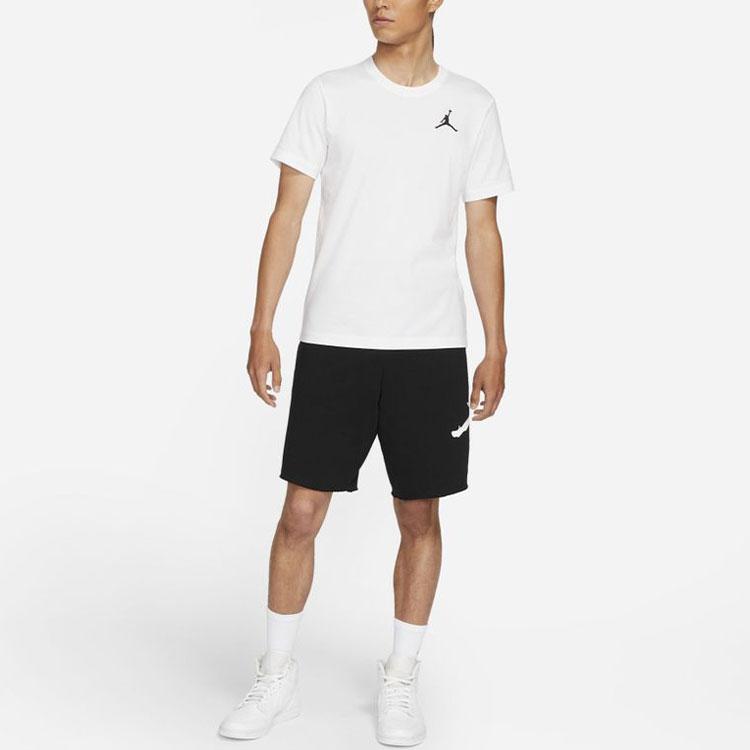 Jordan Jumpman Logo Bestickt Sport Rundhals Kurzarm T-Shirt Herren Oberteile Weiß DC7486-100
