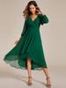 Ever-Pretty Women's Long Sleeve V-Neck Pleated High Low Chiffon Wedding Guest Dress