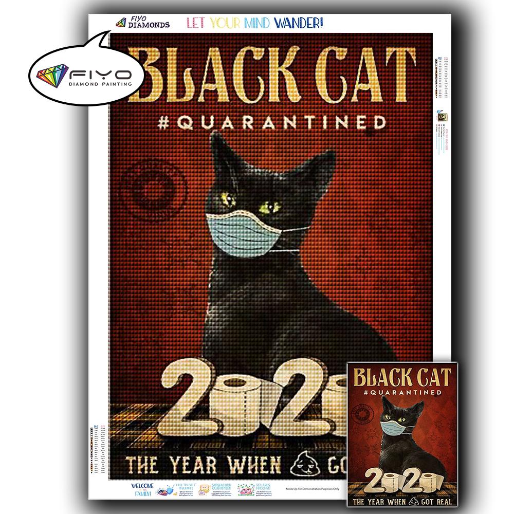 5D DIY Diamond Painting Black Cat Diamond Embroidery Vintage Cartoon Cross Stitch Picture Of Rhinestones Home Decor