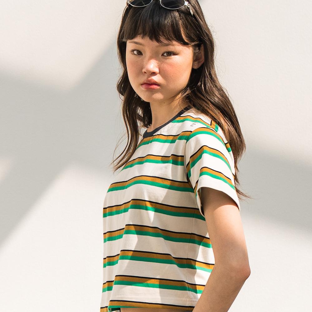 EDENIK Resort Striped Crop Short Sleeve T-Shirt