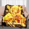 1PC Custom Name Golden Roses Butterflies flannel blanket versatile, all-season throw suitable for the living room, bedroom, camping, travel, and gift