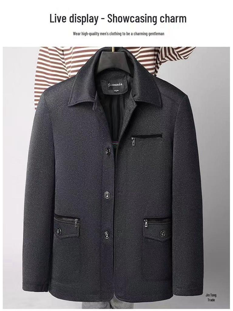Men's Autumn/Winter Cotton-Padded Casual Jacket for Ages 50-70
