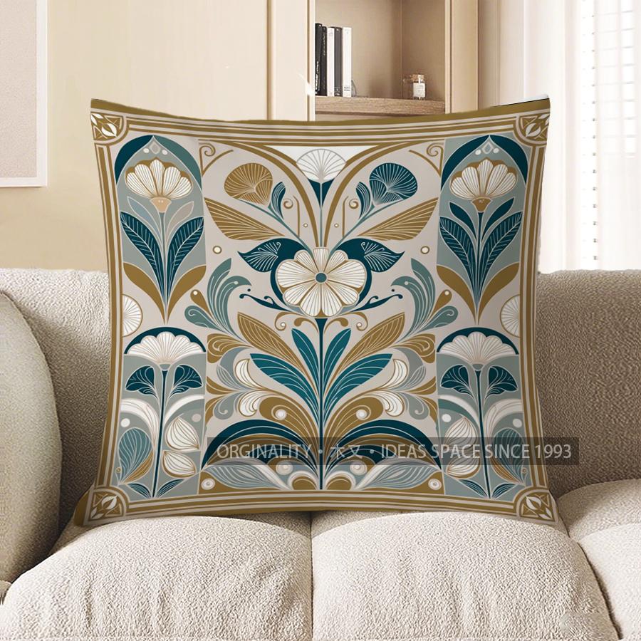 2D Colorful Floral Patterned Decorative Pillow Covers Pattern Cushion Cover Suitable For Sofa Bedroom Car Pillow Cover