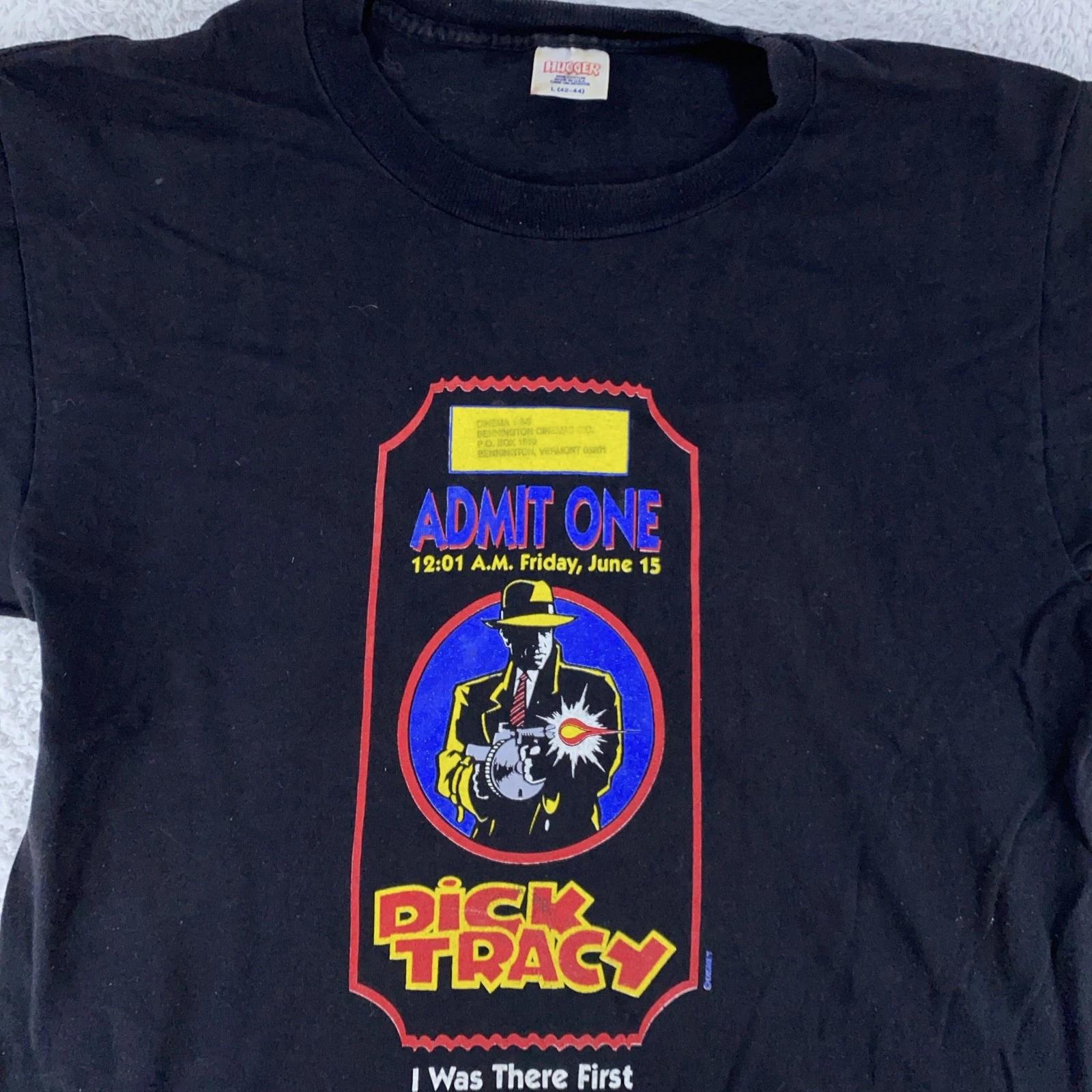 Vintage Dick Tracy Shirt M/L Black Disney Movie Promo Graphic 90s Tee S