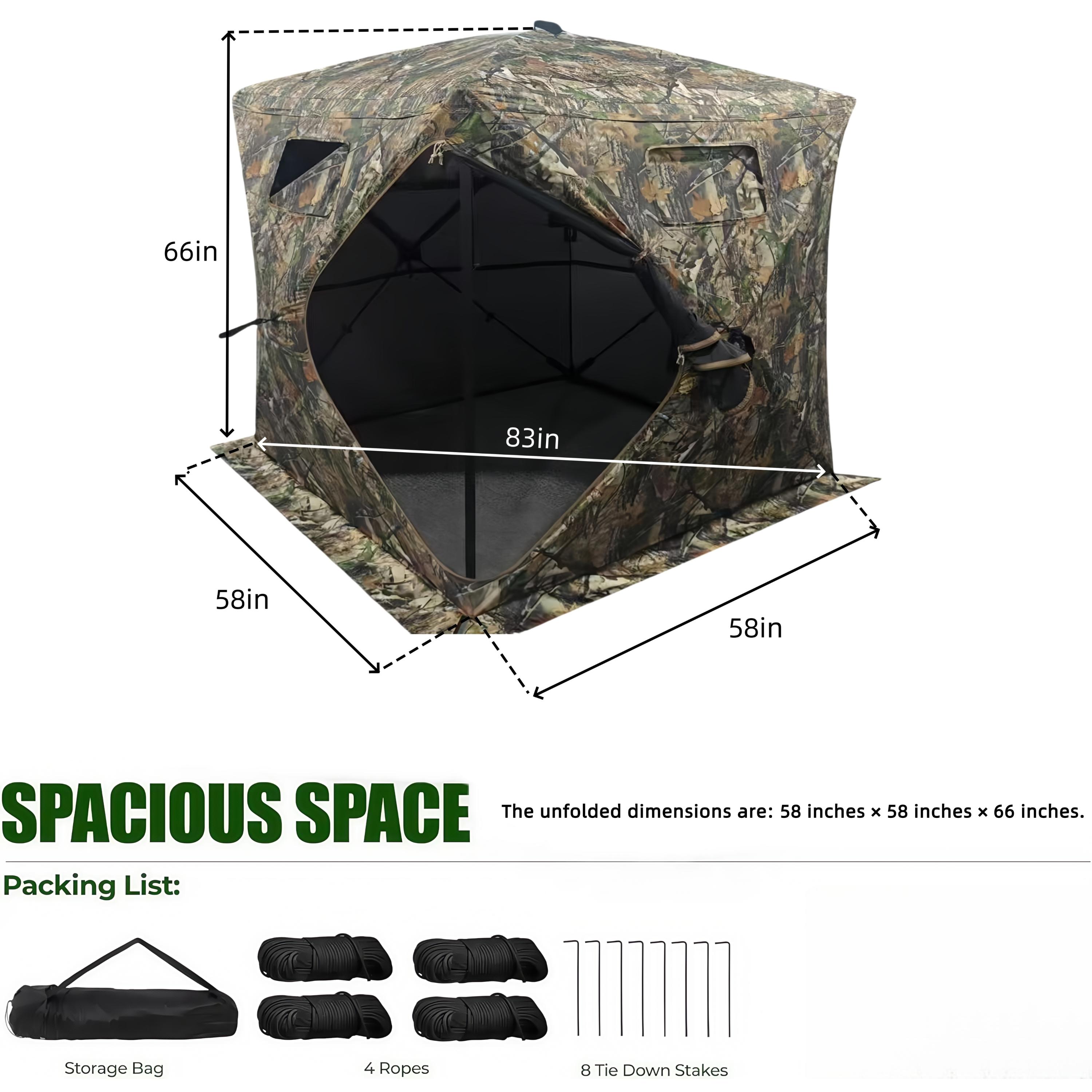 2025 Portable 270° See through Ground Blind Pop-Up Deer Blind for Hunting Durable 2-3 And 4 Person Deer Hunt Blind 2-3 Person