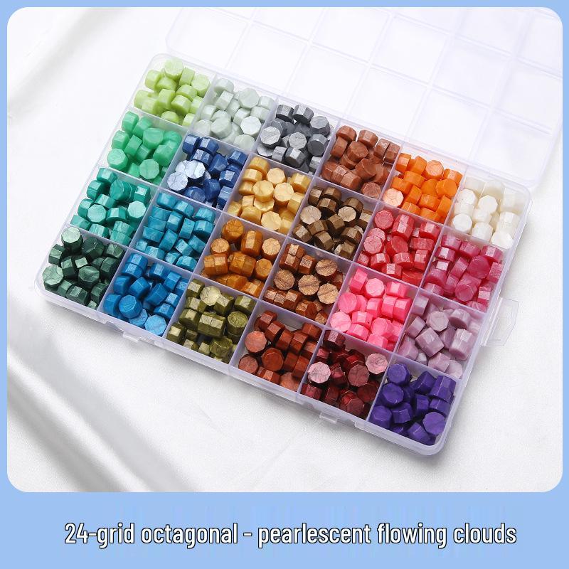 Sunflower Sealing Wax Granules In Transparent Box - Grid-Style Set with 10/15/24 Colors for Stamps