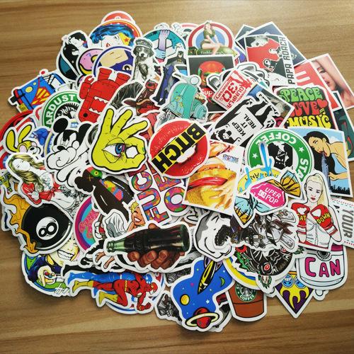 100 Pieces of Non-repeat Decorative Graffiti Stickers for Computer Car Motorcycle Skateboard Stickers