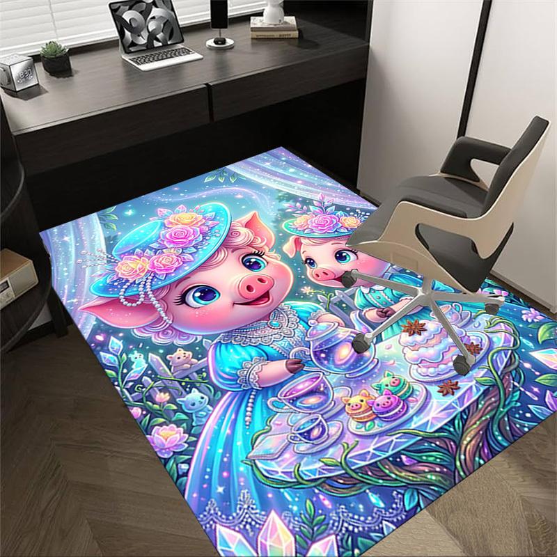 

1PC Piggy Tea Party Non-Slip Floor Carpet Compatible for Office&Living Room&Bedroom&Dining room - Soft & Pattern-G0340 60cm by 90cm