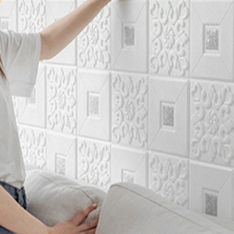 10Pcs 35x35cm 3D Wall Sticker Ceiling Panel Roof Decoration Self Adhesive Foam Wallpaper