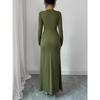 Frock Dress Autumn Solid Color Long Sleeve Hip Skirt Knitted Elastic
