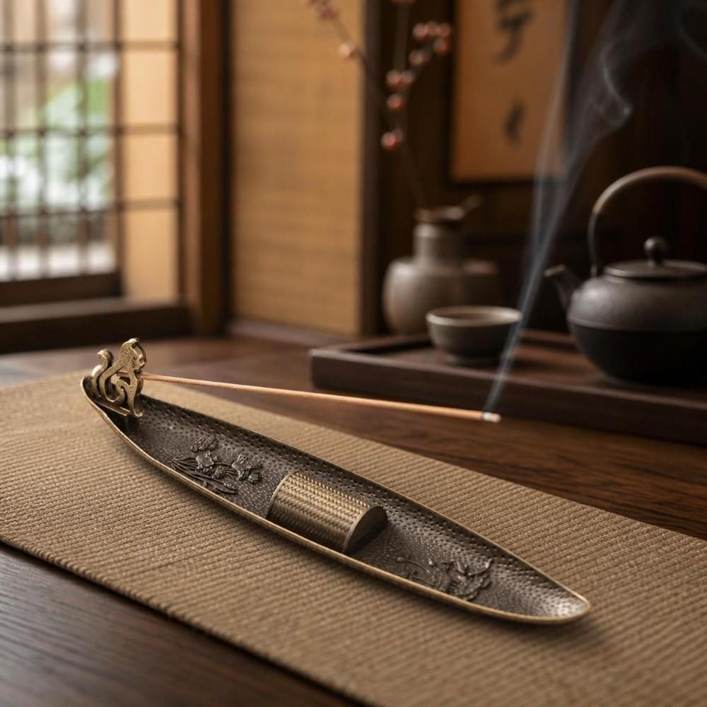 Chic Style Incense Burner Tray Metal Incense Censer Unique Aromatherapy Ornament Temple Burning