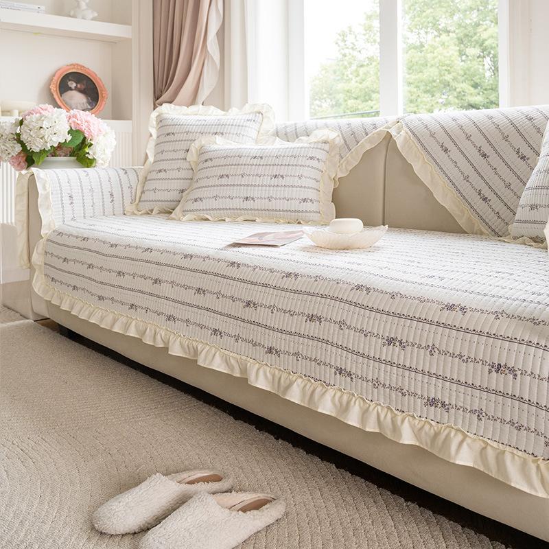 

Крем Ветроподушка для дивана Универсальная для всех сезонов Новая цельная подушка для сиденья Прямой ряд Фиксированный Нескользящий Чехол для дивана Ткань Полотенце 70*70cm